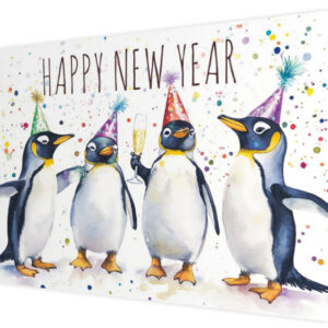 Kerstkaart - Penguins New years eve