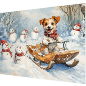 Kerstkaart - Sleeënde hond