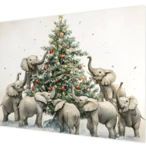 Kerstkaart - Decorerende olifanten