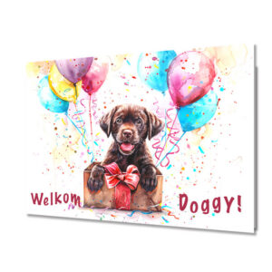 Wenskaart - Welkom Doggy (bruine labrador)