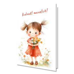 Wenskaart - Bedankt Meester! (Meisjeversie kleuter)