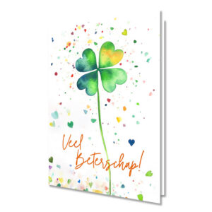 Wenskaart - Veel beterschap (klavervier)