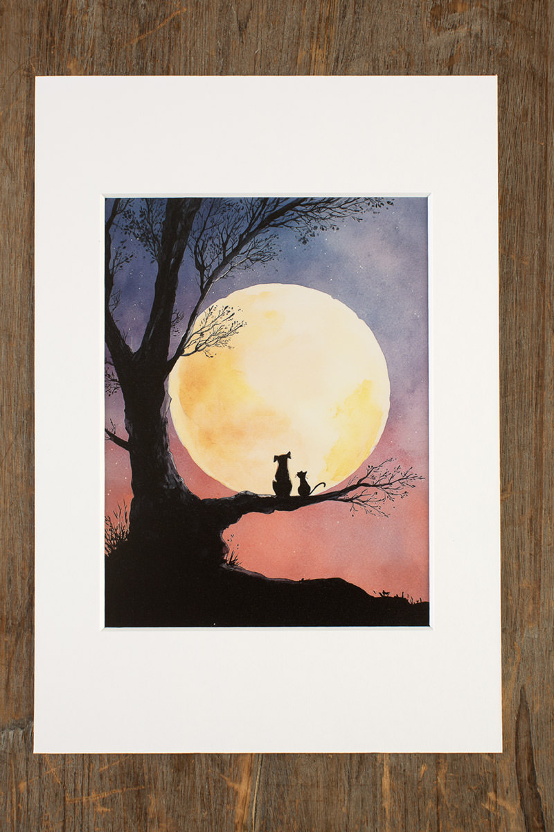 Decoratie, Fotografische print met pigmentinkten voor intense kleurbeleving, ingekleefd in passe-partout ‘Staring at the moon'. © Karen Ketels