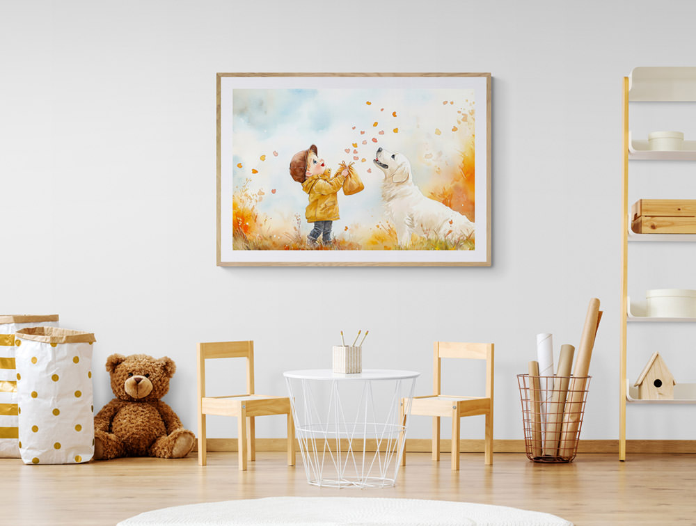 Muurdecoratie Zak met zoentjes met passe-partout © Karen Ketels
